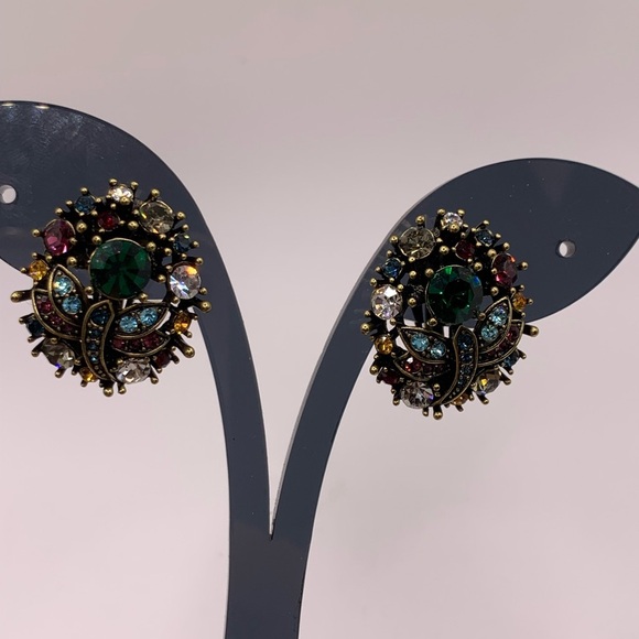Gorgeous Heidi Daus multicoloured crystal clip on earrings - Picture 12 of 14